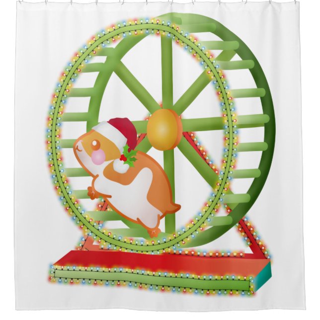 Rideaux De Douche hamster de Noël père Noël (Devant)