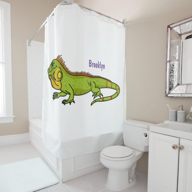 Rideaux De Douche Happy green iguana cartoon (En situation)