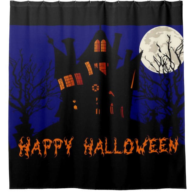 Rideaux De Douche Happy Halloween Haunted House (Devant)