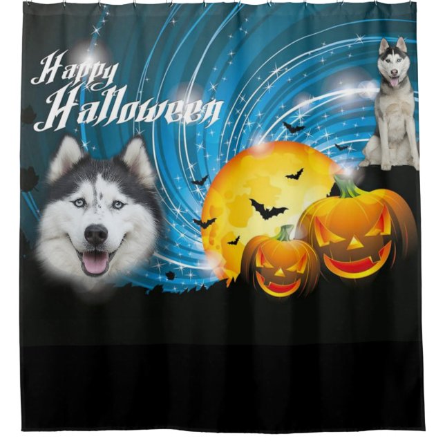 Rideaux De Douche Happy Halloween Husky (Devant)