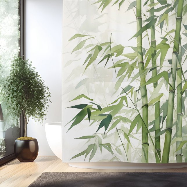 Rideaux De Douche Harmonie de bambou Zen à l'aquarelle (Créateur téléchargé)