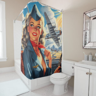 Rideaux De Douche Haut de la pince de l'aviation vintage