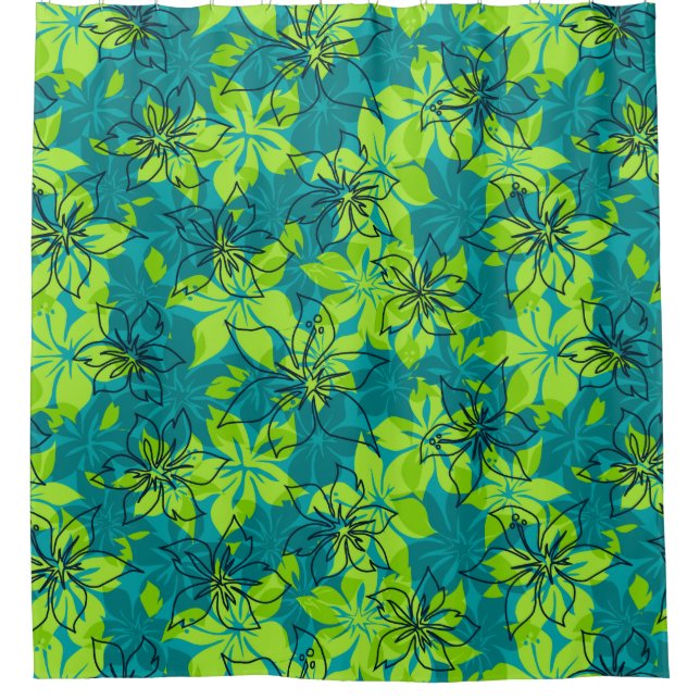 Rideaux De Douche Hawaïen Camo de ketmie d'Olowalu (Devant)