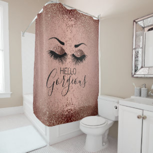 Rideaux De Douche Hello Gorgeous - Eyelashes Glamourous - Or Rose