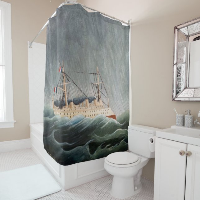 Rideaux De Douche Henri Rousseau - Le navire dans la tempête (En situation)