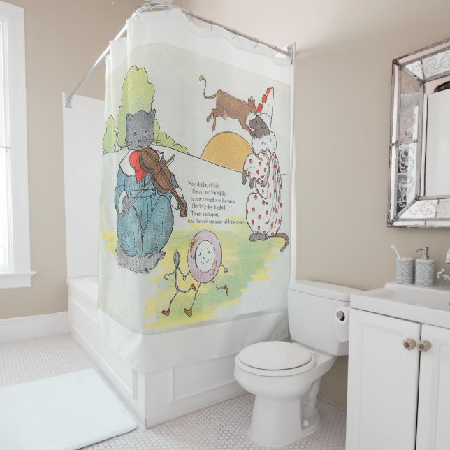 Rideaux De Douche Hey Diddle Diddle The Cat and Fiddle Rhyme (En situation)
