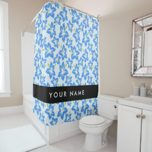 Rideaux De Douche Hibiscus Bleu, Fleurs Bleues, Votre Nom