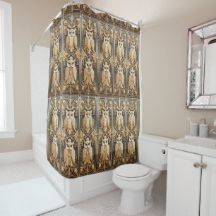 Rideaux De Douche Hiboux dorés Art Déco rétro
