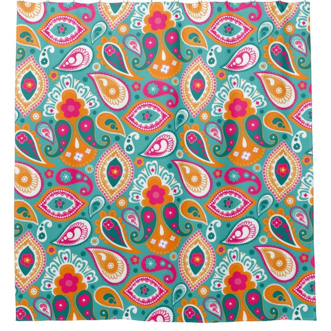 Rideaux De Douche Hippie chic Paisley de Boho rétro (Devant)