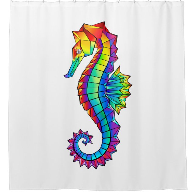 Rideaux De Douche Hippocampe polygonal arc-en-ciel (Devant)