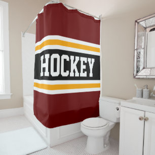 Rideaux De Douche HOCKEY Athlétisme Gras Rouge Noir Jaune Grandes