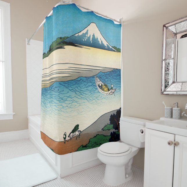Rideaux De Douche Hokusai - rivière Tama dans la province de Musashi (En situation)