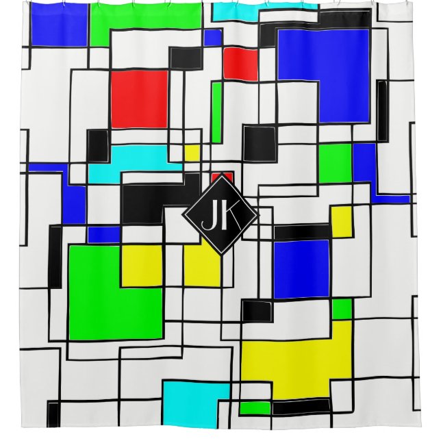 Rideaux De Douche Hommage Random Carré À Mondrian (Devant)