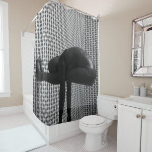 Rideaux De Douche Homme unique pop art abstrait noir blanc à damiers