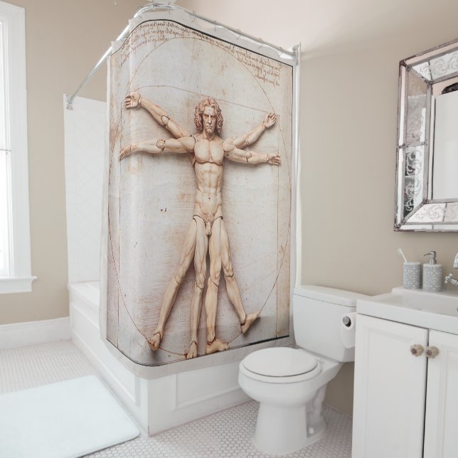 Rideaux De Douche Homme vitruvien par Leonardo Da Vinci (En situation)