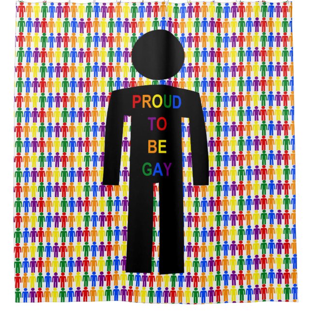 Rideaux De Douche Hommes gays LGBTQ Silhouette et arc-en-ciel (Devant)