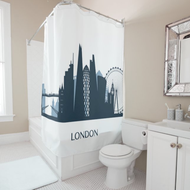 Rideaux De Douche Horizon de ville de Londres (En situation)
