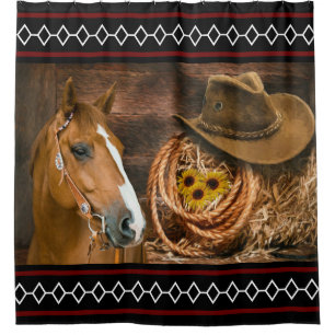 Rideaux De Douche Horse cowboy Hat Lasso Western