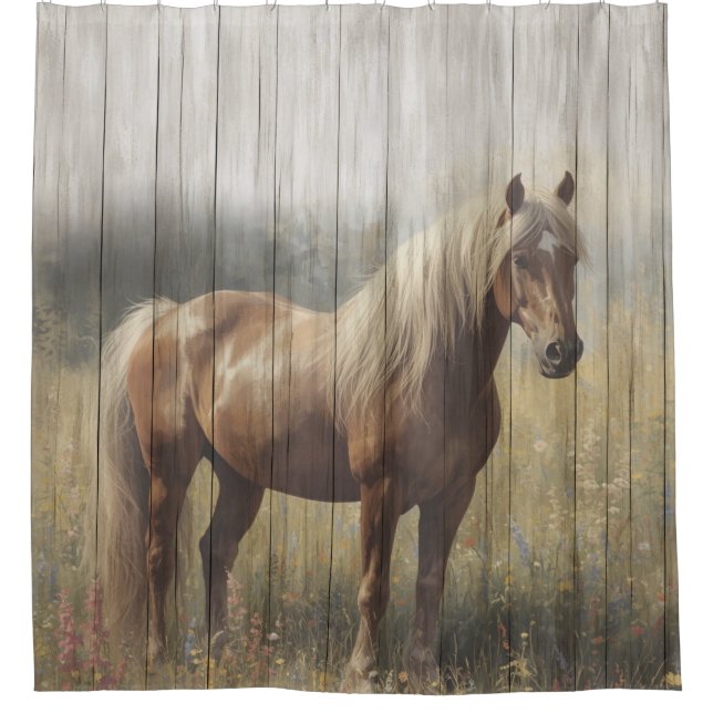 Rideaux De Douche Horse Wood panels look Farmhouse style (Devant)