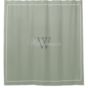 Rideaux De Douche Hotel Style Desert Sage Green with Name & Monogram