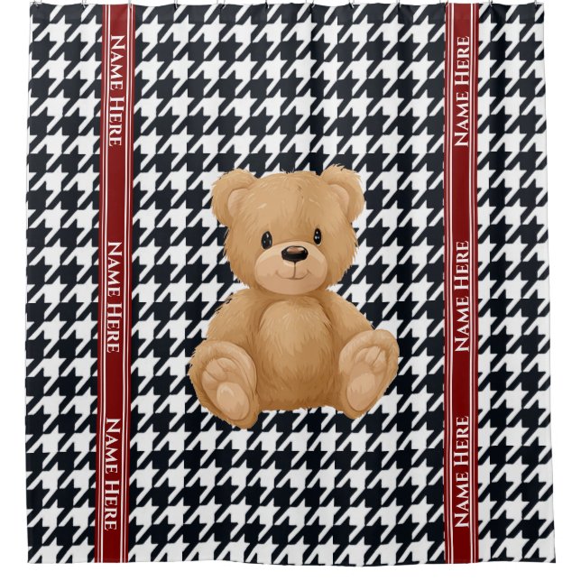 Rideaux De Douche Houndstooth Bear Home, (Devant)