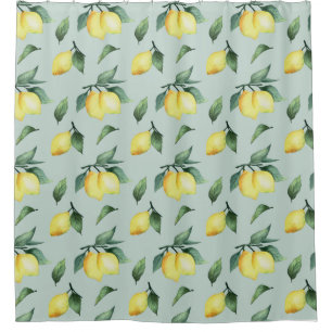 Rideaux De Douche Housse de couette motif aquarelle citrons et feuil