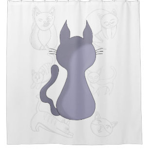 Rideaux De Douche Housse de couette pour chat timide vu de dos