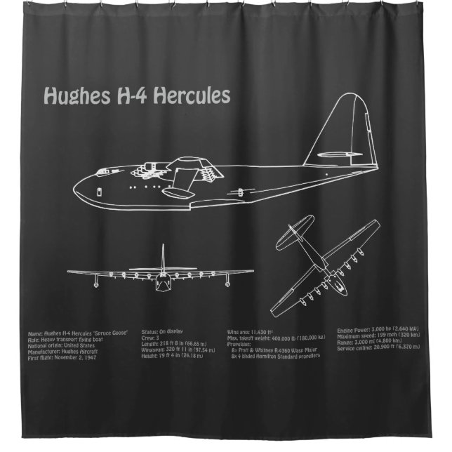 Rideaux De Douche Hughes H-4 Hercules Oie d'épinette - Plans d'avion (Devant)