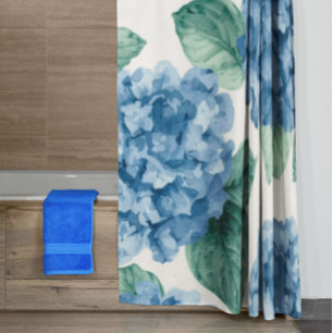 Rideaux De Douche Hydrangea Bleus Aquarelle Florale Botanique Florai