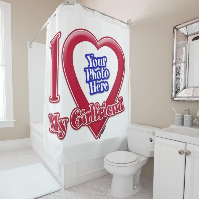 Rideaux De Douche I Love My Girlfriend Photo Red Heart (En situation)
