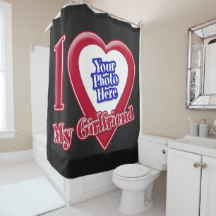 Rideaux De Douche I Love My Girlfriend Photo Red Heart Black