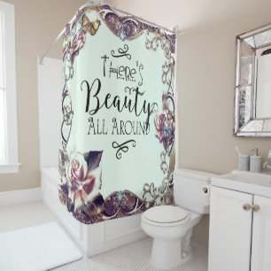 Rideaux De Douche Il y a de la beauté partout Papillons et roses