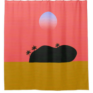Rideaux De Douche Île du coucher de soleil