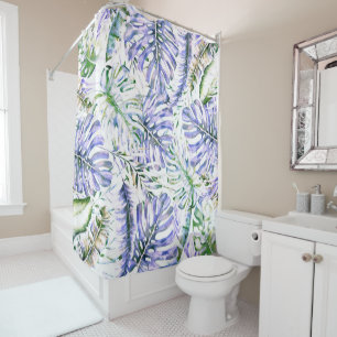 Rideaux De Douche Île Purple Lilac Tropical Palm Feuilles été
