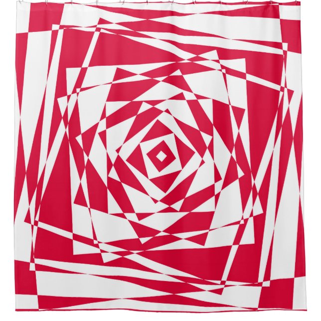Rideaux De Douche Illusion abstraite rouge blanc (Devant)