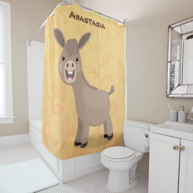 Rideaux De Douche Illustration d'âne miniature joyeux (En situation)