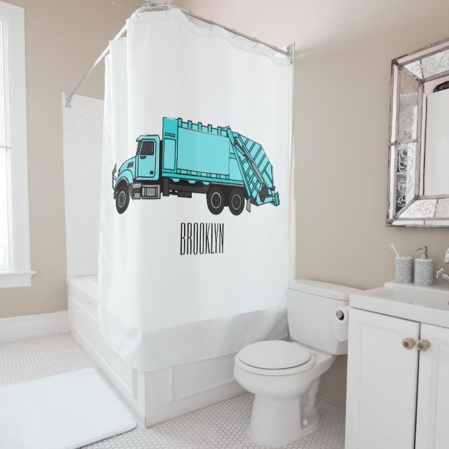 Rideaux De Douche Illustration de camion à ordures (En situation)