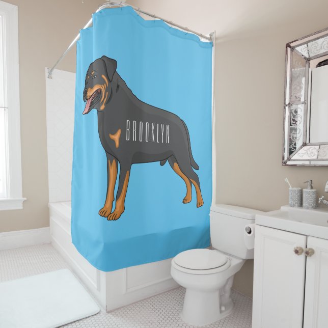 Rideaux De Douche Illustration de chien Rottweiler (En situation)