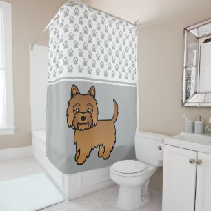 Rideaux De Douche Illustration de chien Terrier Cairn rouge & pattes