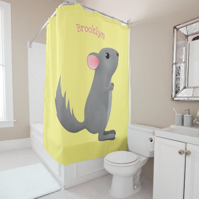 Rideaux De Douche Illustration de chinchilla gris mignon (En situation)