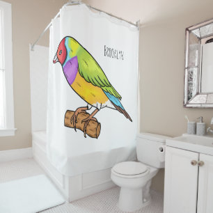 Rideaux De Douche illustration de dessin animé d'oiseau pinson de Go