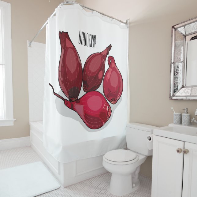 Rideaux De Douche Illustration de dessin animé Shallot (En situation)