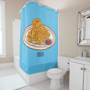 Rideaux De Douche Illustration de dessin animé sur le poulet frit