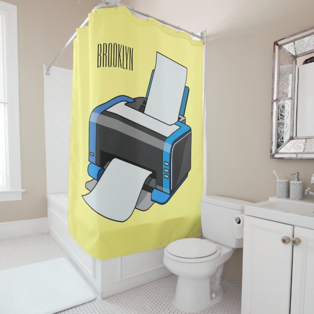 Rideaux De Douche Illustration de dessin d'imprimante (En situation)