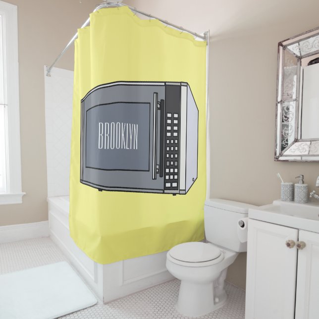 Rideaux De Douche Illustration de dessin sur micro-ondes (En situation)