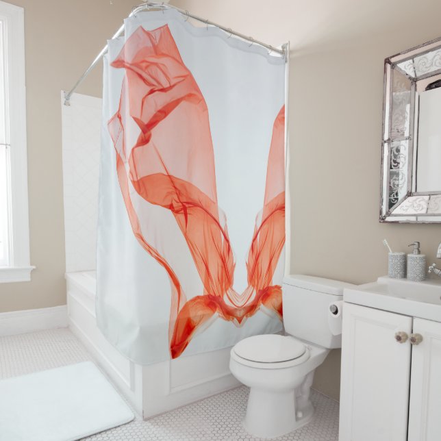 Rideaux De Douche Illustration de fumée rouge et blanche (En situation)