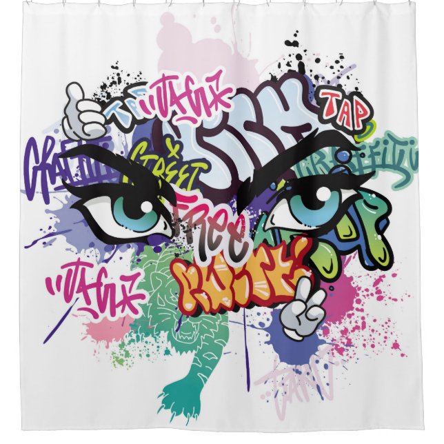 Rideaux De Douche Illustration de graffiti avec lettres de graffitis (Devant)
