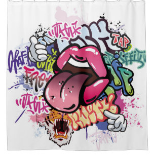 Rideaux De Douche Illustration de graffiti avec lettres de graffitis