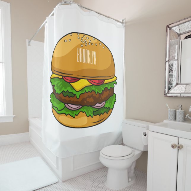 Rideaux De Douche Illustration de Hamburger (En situation)