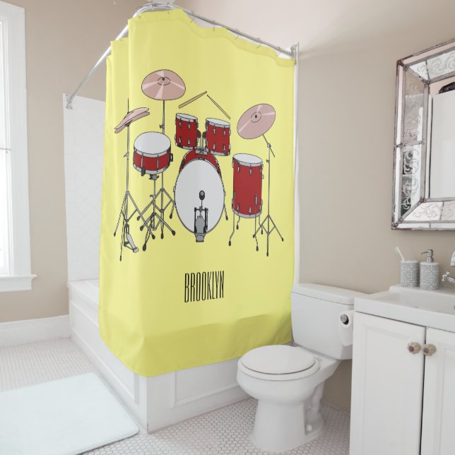 Rideaux De Douche Illustration de kit de batterie (En situation)